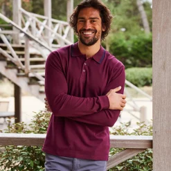 T-Shirt, Hemd En Polo<Blancheporte Effen polo in piquétricot met lange mouwen bordeaux
