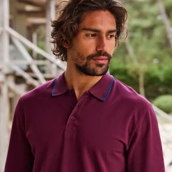 T-Shirt, Hemd En Polo<Blancheporte Effen polo in piquétricot met lange mouwen bordeaux