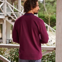 T-Shirt, Hemd En Polo<Blancheporte Effen polo in piquétricot met lange mouwen bordeaux