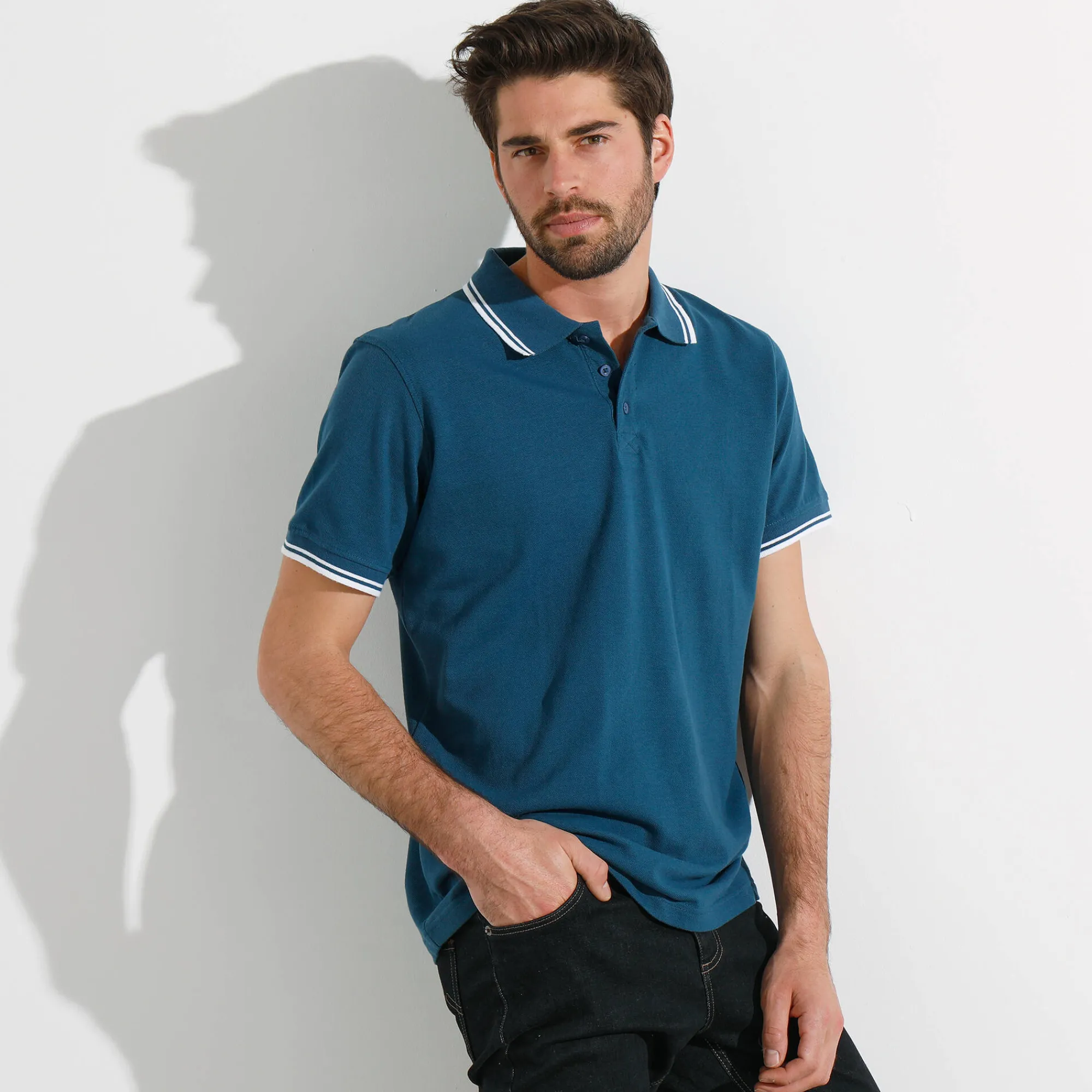 T-Shirt, Hemd En Polo<Blancheporte Effen polo in piquétricot met korte mouwen eendenblauw