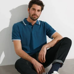 T-Shirt, Hemd En Polo<Blancheporte Effen polo in piquétricot met korte mouwen eendenblauw