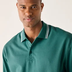 T-Shirt, Hemd En Polo<Blancheporte Effen polo in piquétricot met lange mouwen celadon