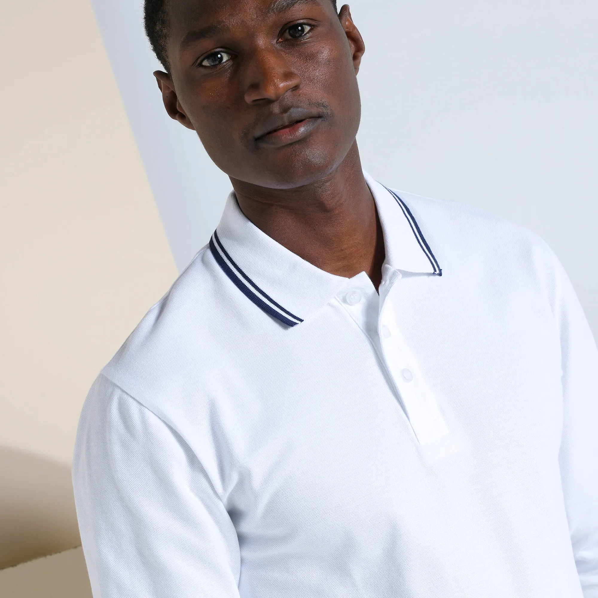 T-Shirt, Hemd En Polo<Blancheporte Effen polo in piquétricot met lange mouwen wit