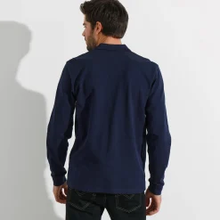 T-Shirt, Hemd En Polo<Blancheporte Effen polo in piquétricot met lange mouwen marine