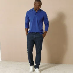 T-Shirt, Hemd En Polo<Blancheporte Effen polo in piquétricot met lange mouwen blauw