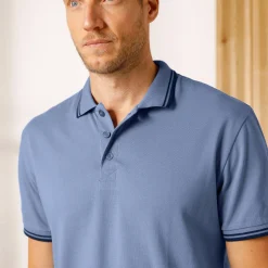 T-Shirt, Hemd En Polo<Blancheporte Effen polo in piquétricot met korte mouwen jeansblauw