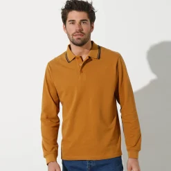 T-Shirt, Hemd En Polo<Blancheporte Effen polo in piquétricot met lange mouwen honing
