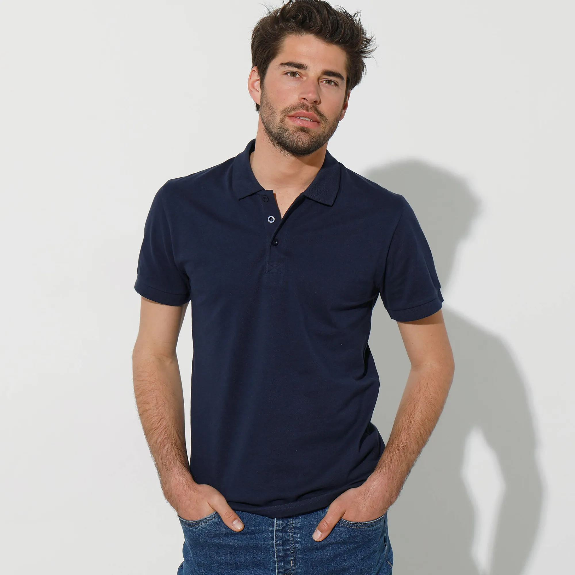 T-Shirt, Hemd En Polo<Blancheporte Effen polo in piquétricot met korte mouwen marine