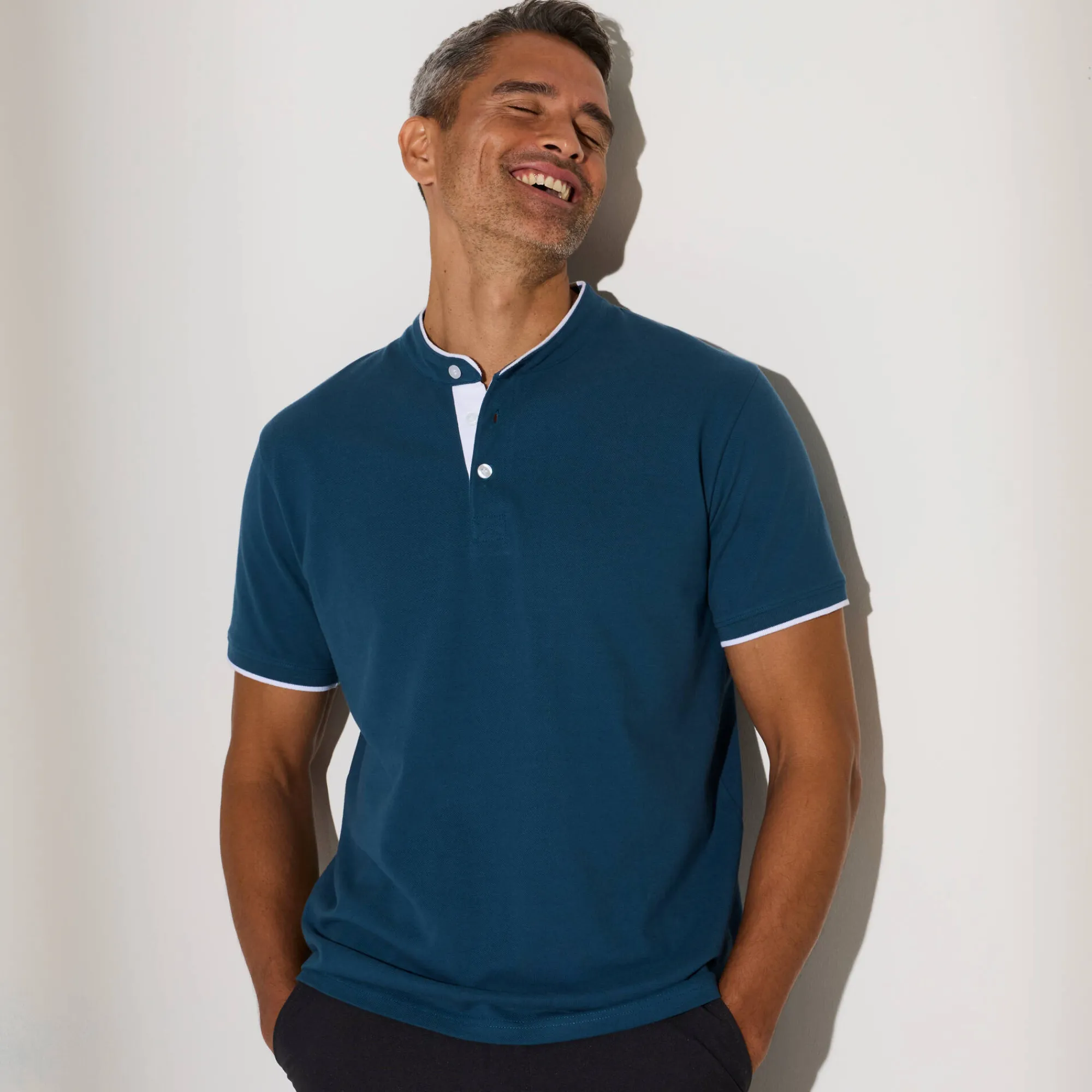 T-Shirt, Hemd En Polo<Blancheporte Effen polo in piquétricot, met maokraagje en korte mouwen eendenblauw