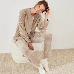 Pyjama<Blancheporte Effen pyjama in fleece lichttaupe