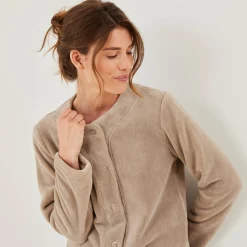 Pyjama<Blancheporte Effen pyjama in fleece lichttaupe