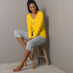 Pyjama<Blancheporte Effen 3/4-pyjamabroek Estrella - katoen chiné grijs