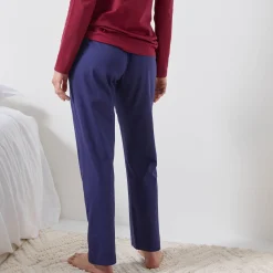 Pyjama<Blancheporte Effen pyjamabroek in katoen met geplaatste print "Beautiful" marineblauw