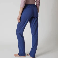 Pyjama<Blancheporte Effen pyjamabroek in katoen met lintje met bloemenprint marine