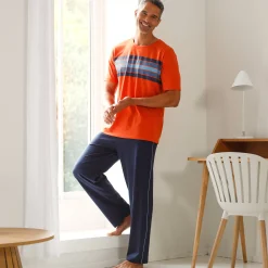 Pyjama En Kamerjas<Blancheporte Effen pyjamabroek met contrasterende piping, katoen marine