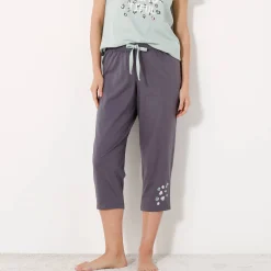 Pyjama<Blancheporte Effen 3/4-pyjamabroek met geplaatste print "Beautiful" antracietgrijs