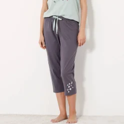Pyjama<Blancheporte Effen 3/4-pyjamabroek met geplaatste print "Beautiful" antracietgrijs