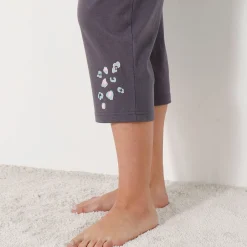 Pyjama<Blancheporte Effen 3/4-pyjamabroek met geplaatste print "Beautiful" antracietgrijs