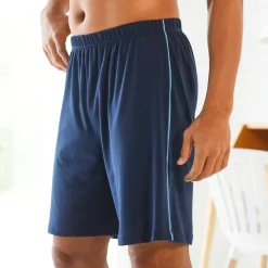 Pyjama En Kamerjas<Blancheporte Effen pyjamashort met contrasterende piping, katoen marine