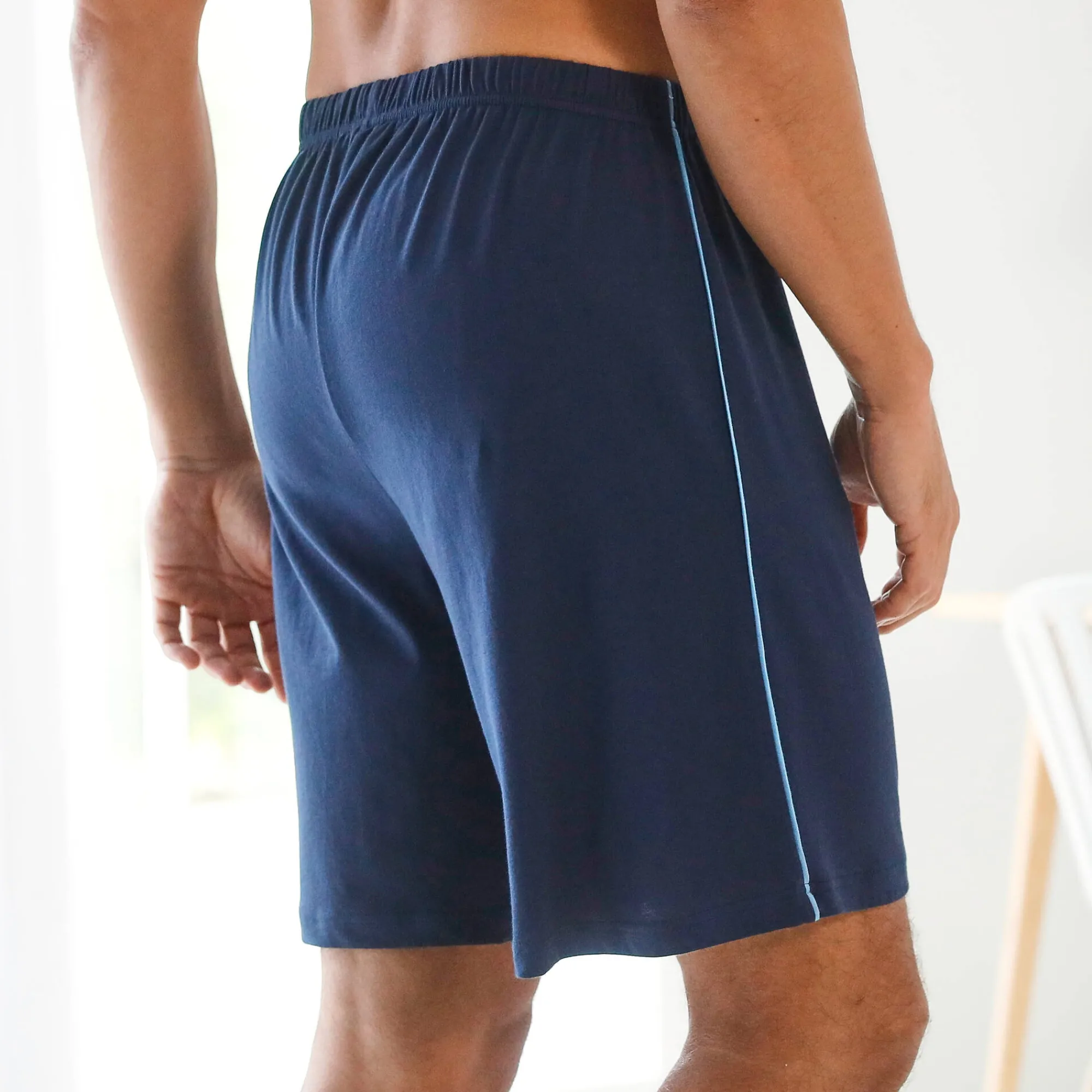 Pyjama En Kamerjas<Blancheporte Effen pyjamashort met contrasterende piping, katoen marine
