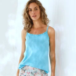 Pyjama<Blancheporte Effen pyjamatopje met Ikatprint blauw