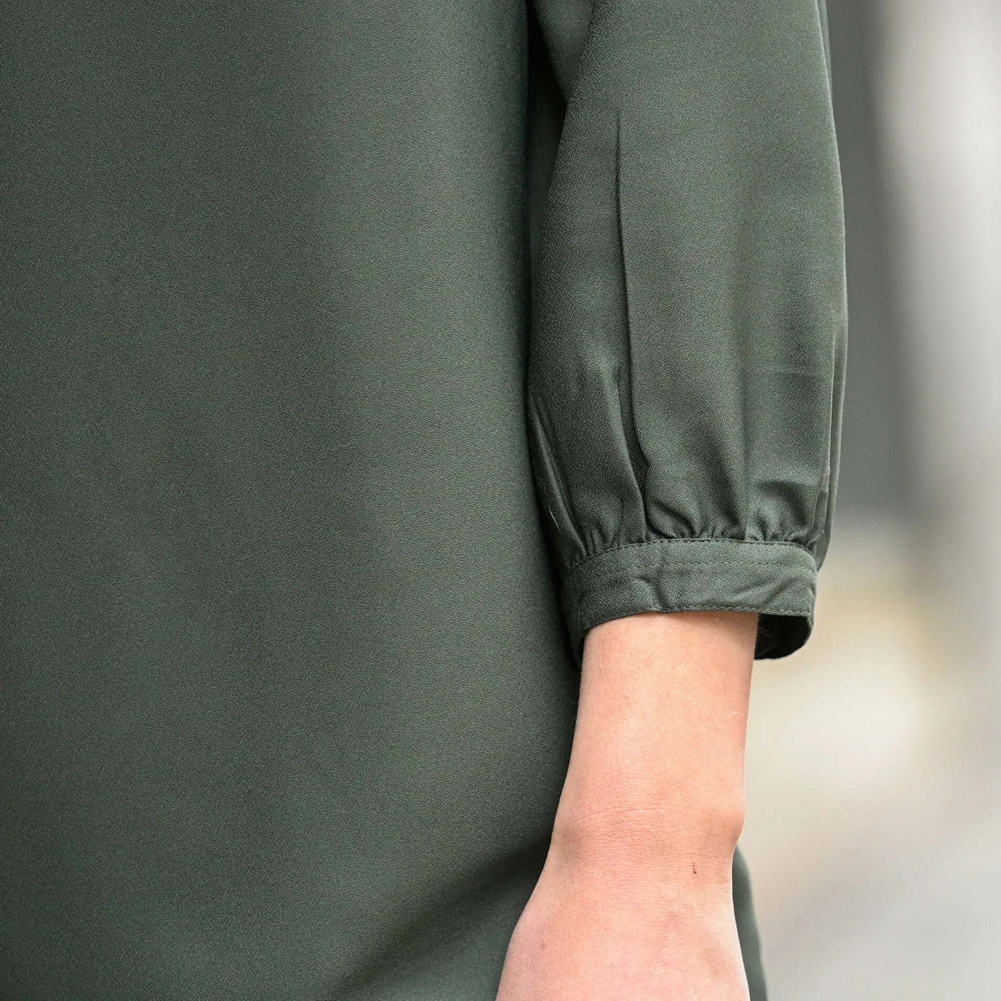 Jurk<Blancheporte Effen, rechte jurk met 7/8-mouwen kaki