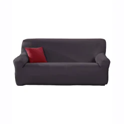 Zitbankhoes<Blancheporte Effen rekbare hoes voor fauteuil en zitbank met armleuningen grijs