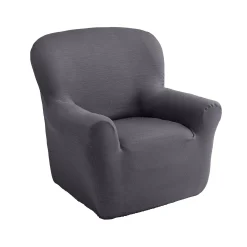 Zitbankhoes<Blancheporte Effen rekbare hoes voor fauteuil en zitbank met armleuningen grijs