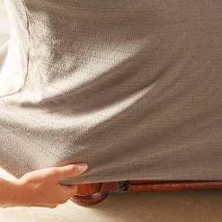 Zitbankhoes<Blancheporte Effen rekbare hoes voor fauteuil en zitbank met armleuningen taupe