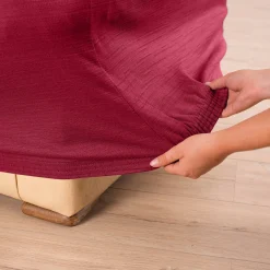 Zitbankhoes<Blancheporte Effen rekbare hoes voor fauteuil en zitbank met armleuningen bordeaux