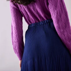 Rok<Blancheporte Effen rok in plissévoile, gerecycleerd polyester(**) - grote lengte indigo