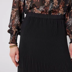 Rok<Blancheporte Effen rok in plissévoile, gerecycleerd polyester(**) - grote lengte zwart