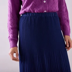 Rok<Blancheporte Effen rok in plissévoile, gerecycleerd polyester(1) - kleine lengte indigo