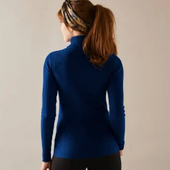 Trui En Vest<Blancheporte Effen rolkraagtrui in ribbeltricot<br> felblauw