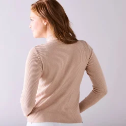 Trui En Vest<Blancheporte Effen rolkraagtrui in ribbeltricot<br> grijsbeige
