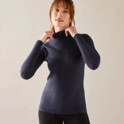 Trui En Vest<Blancheporte Effen rolkraagtrui in ribbeltricot<br> marine