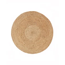 Tapijt<Blancheporte Effen rond tapijtje in gevlochten jute beige