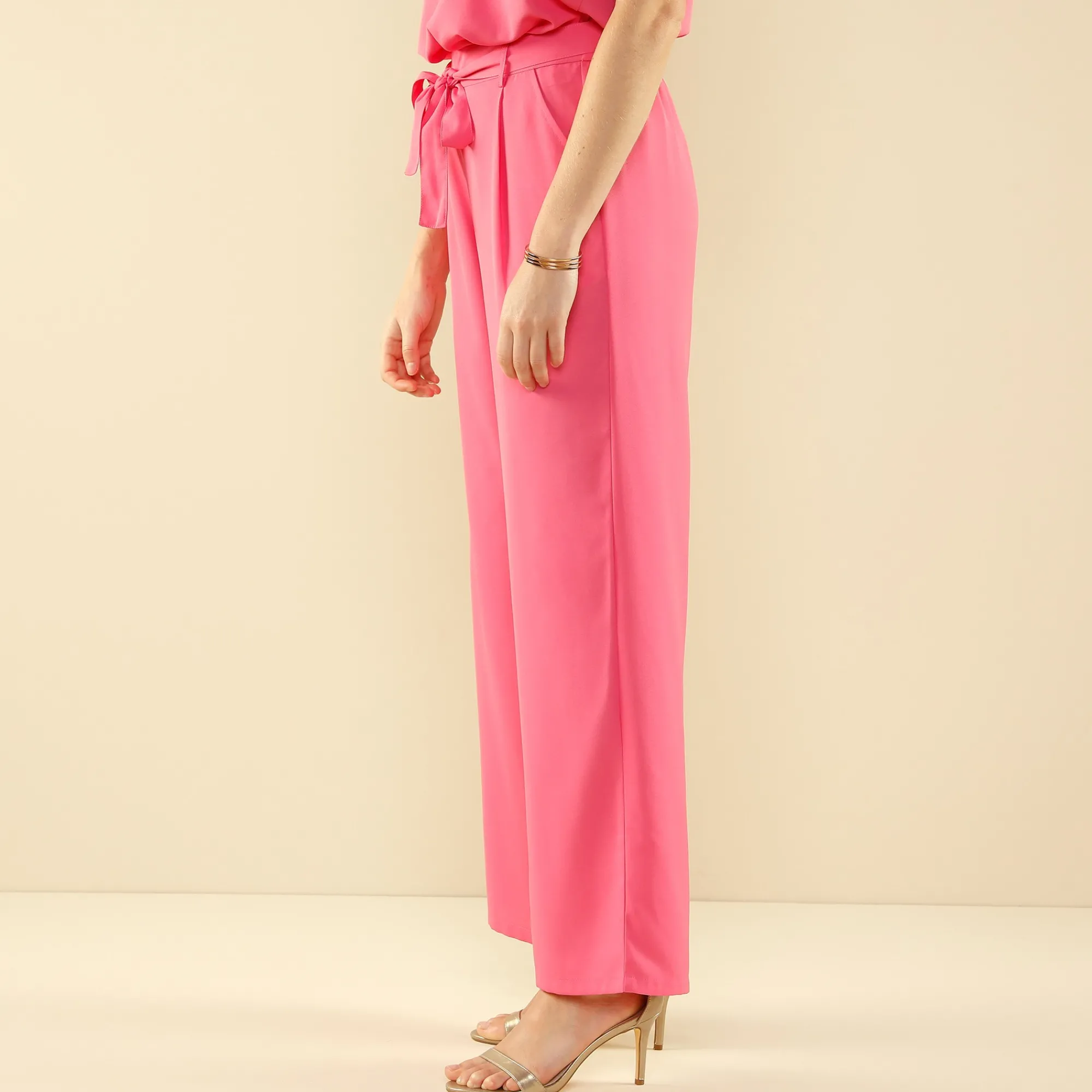 Broek<Blancheporte Effen, ruime en soepele broek roze