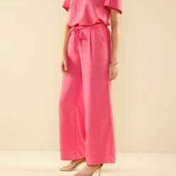 Broek<Blancheporte Effen, ruime en soepele broek roze