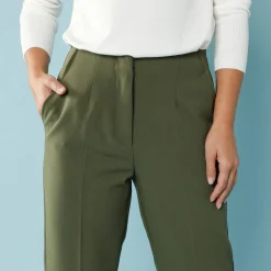 Broek<Blancheporte Effen slimbroek, kleine lengtes kaki