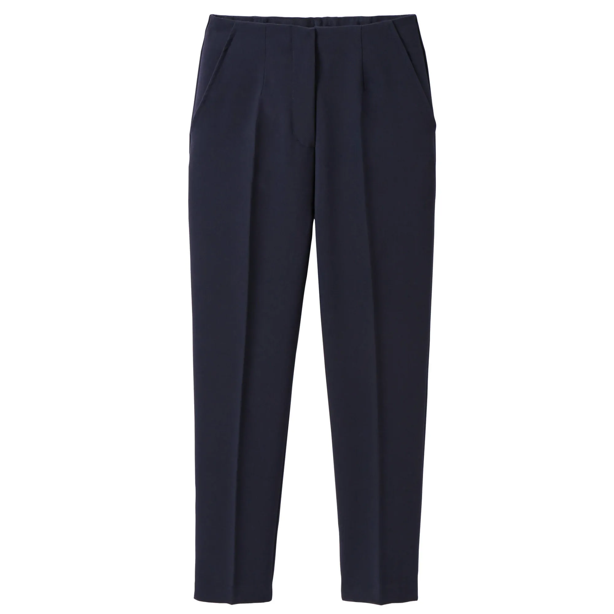 Broek<Blancheporte Effen slimbroek, kleine lengtes marine