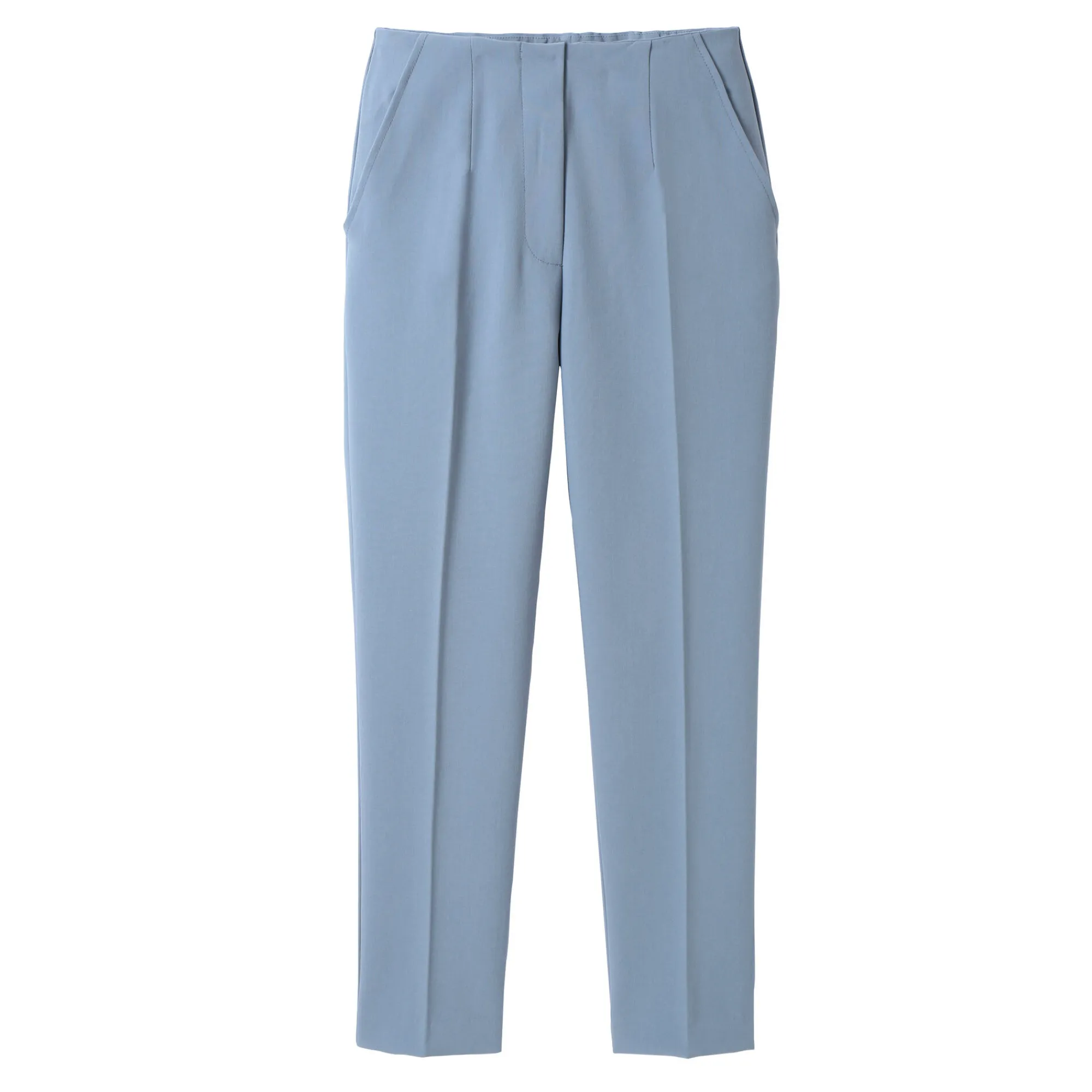Broek<Blancheporte Effen slimbroek, kleine lengtes leigrijsblauw