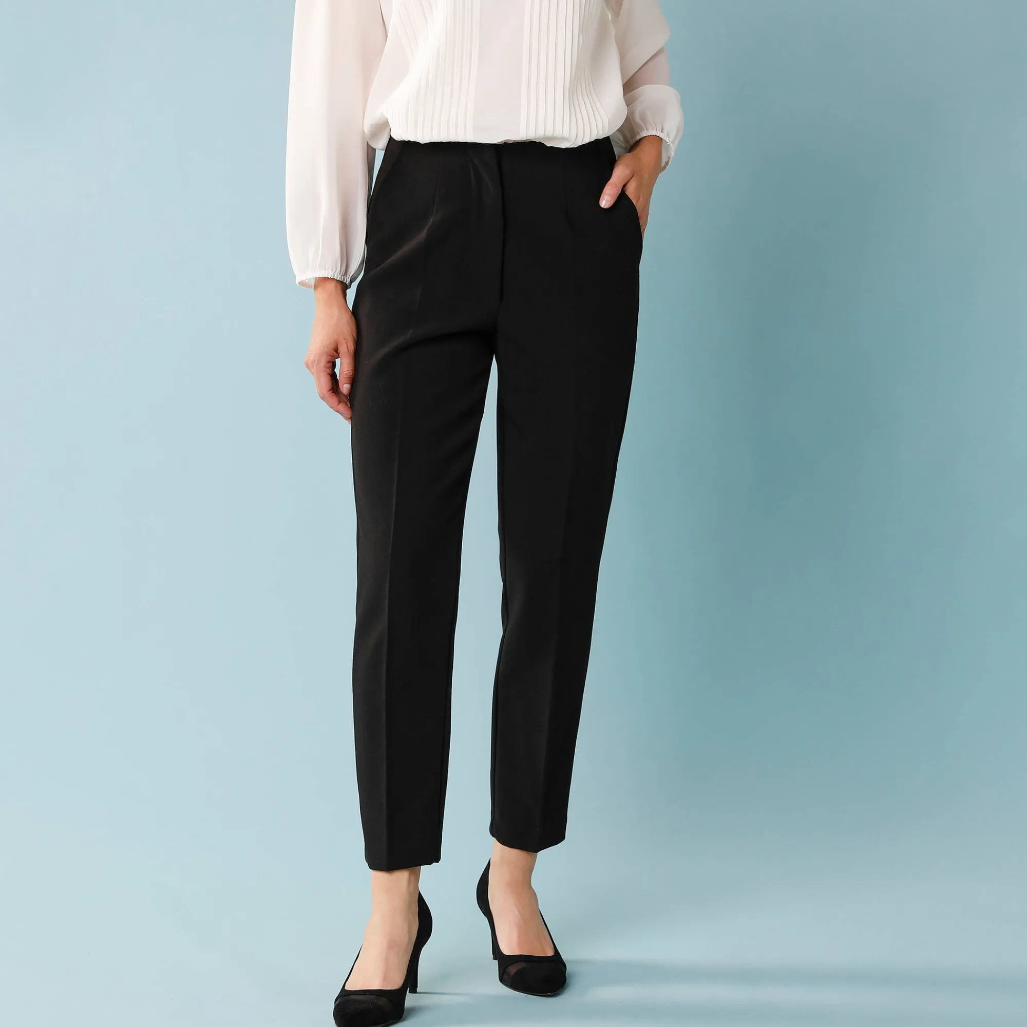 Feestoutfits Dames|Broek<Blancheporte Effen slimbroek, kleine lengtes zwart