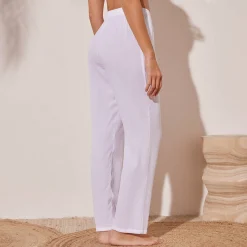 Broek<Blancheporte Effen soepele broek in crepon wit