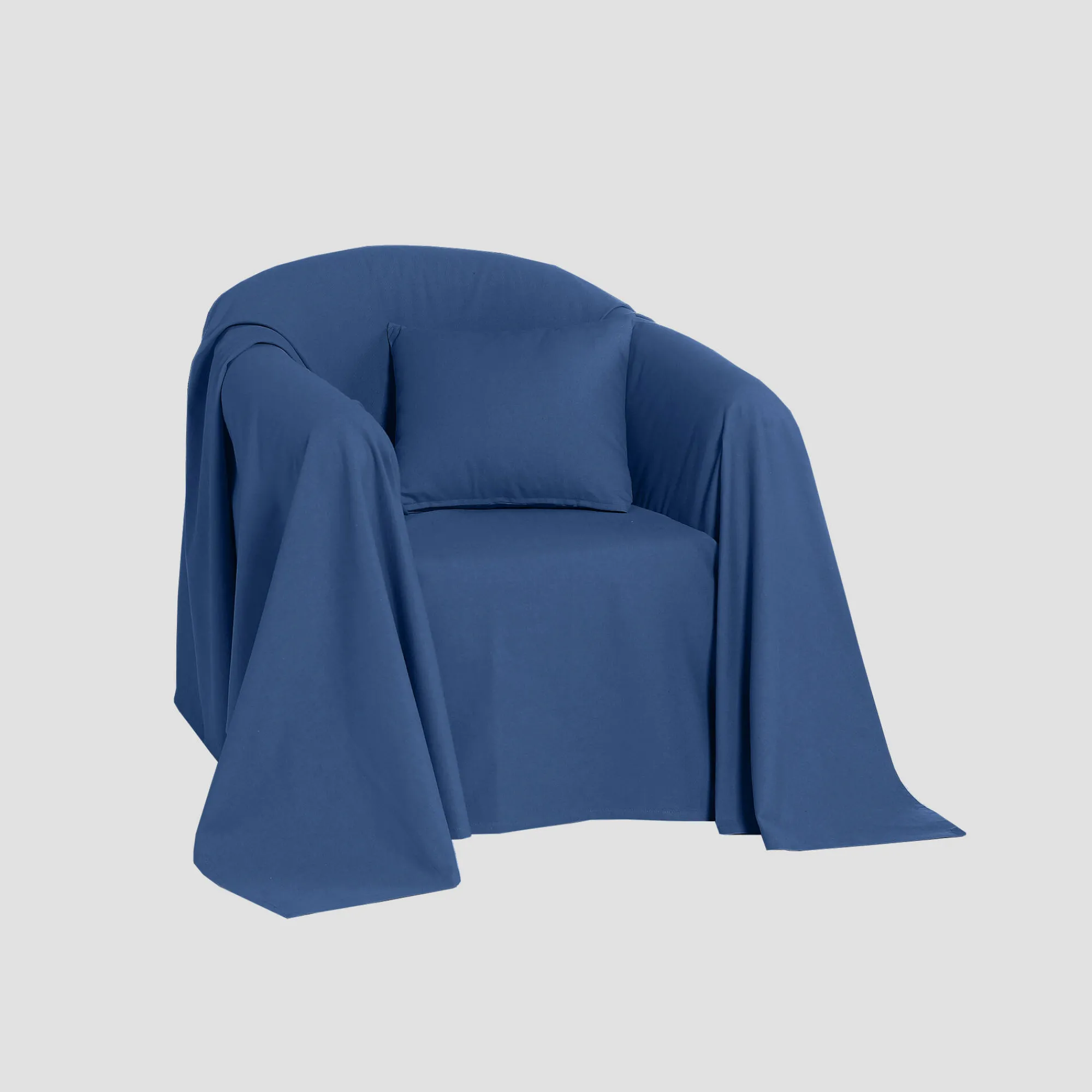 Zeildoekstof<Colombine Effen sprei in zeildoekstof blauw