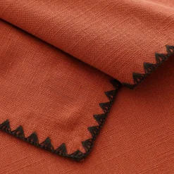 Tafellaken En Tafelloper<Blancheporte Effen tafellaken in katoen, met fantasieafwerking terracotta