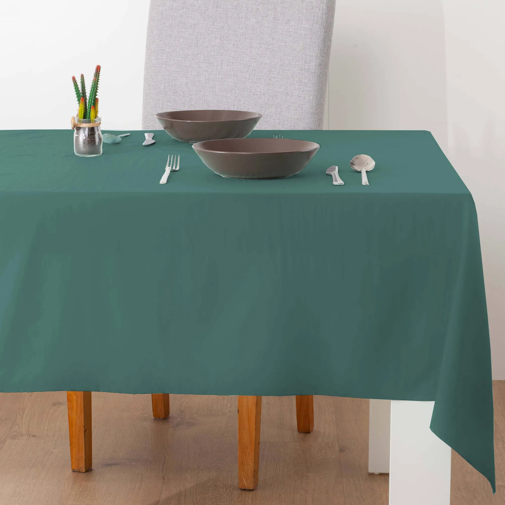 Tafellaken En Tafelloper<Blancheporte Effen tafellaken met peau-de-pêche touch eendenblauw