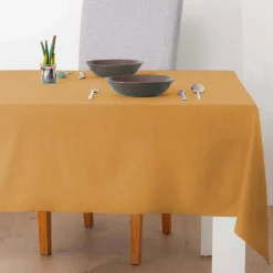 Tafellaken En Tafelloper<Blancheporte Effen tafellaken met peau-de-pêche touch kerrie