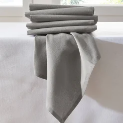 Servet<Blancheporte Effen tafelservet - set van 6 grijs