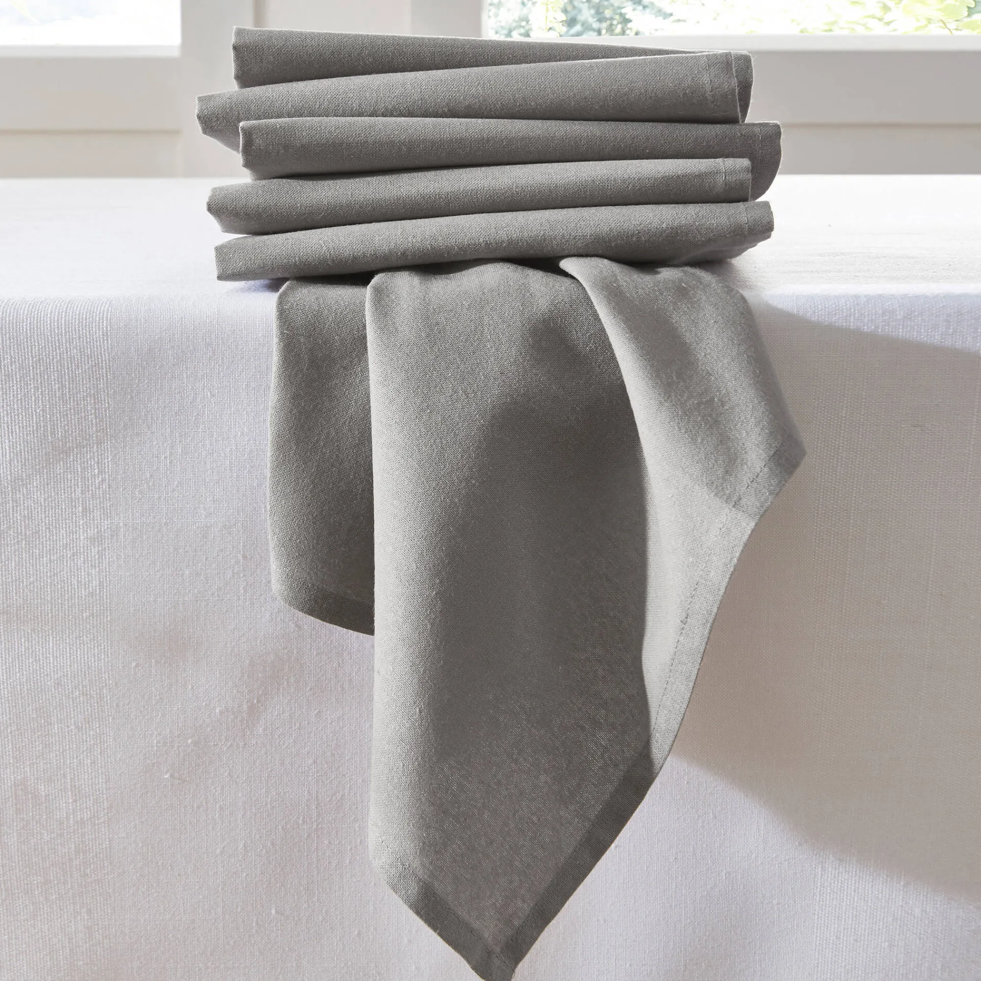 Servet<Blancheporte Effen tafelservet - set van 6 grijs